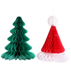 2 pièces de décorations de Noël en papier nid d'abeille pour l'arbre de Noël - Neuf