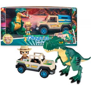 KAJGL-Wild Pack Pick Up,Ensemble De Jouets Avec Figurine De Dinosaure Et D'Aventurier Pinypon,Voiture Tout-Terrain Inclus,Nombreux Accessoires,Pour Enfants À Partir De 3 Ans - Neuf