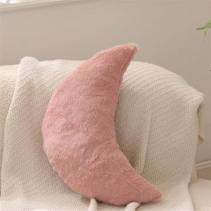 Cauc-Coussin Douillet En Forme D'étoile Pour Enfant - Coussin Décoratif En Peluche Douce Et Moelleuse - Pour Chambre D'enfant - Motif Lune Rose - 38 Cm - Neuf