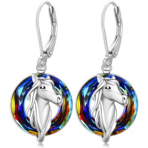 Boucles D'oreilles Cheval Pour Fille En Argent Sterling 925 (Cristal), Ster, Cristal - Neuf