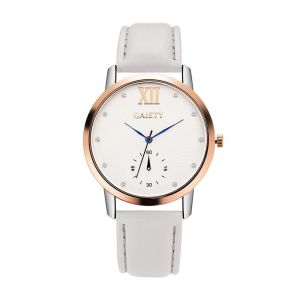 Gaiety Femmes &Eacute;l&eacute;gant Cadran Rond Motif Analogique Pu Bracelet Montre-Bracelet Montre &Agrave; Quartz (Gris) - Neuf