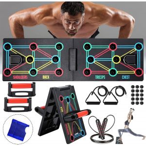 Push Up Rack Board Portable Multifonctionnelle Pliante 12 En 1, Planche Push Up Avec Gants De Protection Et Coussinets En Silicone Antidérapants, Unisexe Appareil Musculation[Ela710050] - Neuf