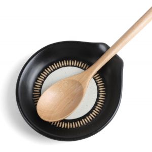 Jexnovashop-Repose Cuillere Ceramique Pour Cuisini&egrave;re Et Comptoir, Repose Cuill&egrave;re &Agrave; Chaleur De Cuisine, Porte Cuillere Noir, Grand Support De Cuill&egrave;re Pour Louche, Spoon, Spatule, Lavable Au Lave-Va - Neuf