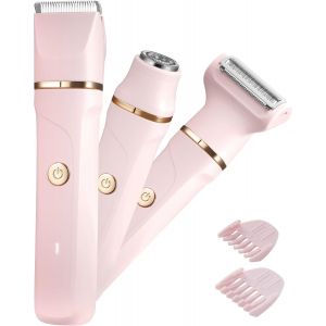 Oayew-Rasoir Intime 3 En 1 Pour Femme, &Eacute;pilateur Facial Pour Femme, Rasoir &Eacute;lectrique Pour Les Jambes, Les Bras, Les Aisselles Et Le Maillot, Rechargeable Ipx7, &Eacute;tanche Pour Femme, Rose - Neuf
