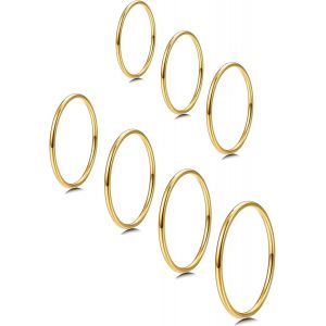 1mm Anneaux D'empilage En Acier Inoxydable Pour Femmes | Anneaux &Agrave; Bande Plate En Or Mince | Anneaux Empilables Knuck Thumb Pinky Midi Rings | Taille Confortable 3/4/5/6/7/8/9 - Neuf