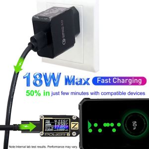 Quick Charge 3.0 Chargeur Secteur Usb 18W Et 1M C&acirc;ble Type C (Lungo Connettore 10Mm) Pour Ulefone Power Armor 14 Pro 13 Armor 15 12 11T 10 9E 9 8 7E 7 X8 X10 X11 Pro | Note 9P 11P 12P 13P - Neuf