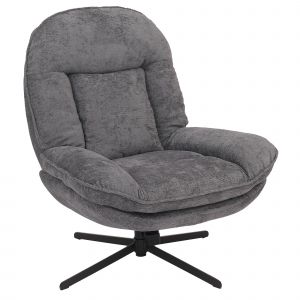 Fauteuil relax HWC-P32, fauteuil TV Suspension Nosag Fauteuil rembourr&eacute;, pivotant M&eacute;tal Tissu/textile Chenille (370 g/m&sup2;)gris - Neuf