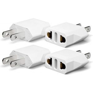 ERYI-4 Pièces Adaptateur Prise Usa De Voyage, France Vers Us Adapter, Adaptateur Usa Prise Allemagne Prise Europe Amérique/Canada/Mexique/Italie/Suisse/Brésil-Blanc - Neuf