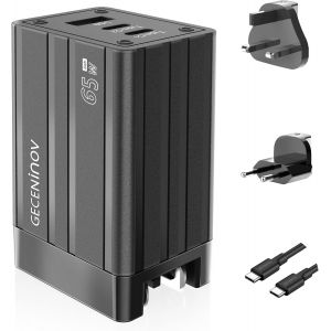65W Usb C Chargeur, Adaptateur Secteur Usb C Pd Gan Iii 3 Ports, Charge Rapide, Universelle Pour Prises Us/Uk/Eu Avec Compatibilité Macbook Pro/Air,I Phone,I Pad,Remplace Les Chargeurs 60W 45W 30W - Neuf