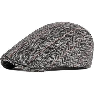 Des Hommes Casquette Plate, Gris Coton Casquette À Visière, Newsboy Cap, Bec De Canard Conduite Chauffeur De Taxi De Chasse De La Pac - Neuf