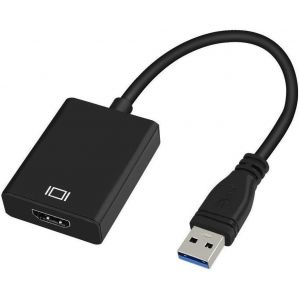 Adaptateur USB 3.0 vers HDMI, convertisseur USB 3.0/2.0 vers HDMI 1080p Full HD (mâle vers femelle) avec audio pour ordinateur portable, projecteur HDTV, compatible avec Windows XP 7/8/8.1/10 - Neuf