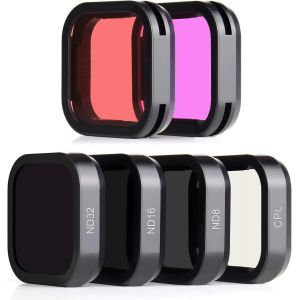 LETNERNY-Lot De 6 Filtres D'Objectif Pour Gopro Hero 9 Noir (Nd8, Nd16, Nd32, Cpl, Filtre Magenta), Filtres Circulaires Polarisants Et De Plongée À Densité Neutre Pour Caméra Gopro Hero9 Noir - Neuf