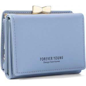 RFCBC-Porte Monnaie Femme en Cuir PU Petit Format Porte Feuilles pour Femme avec Grande Capacité Porte-Feuille Femmes Zippé Pochette à Monnaie (Bleu Clair) - Neuf