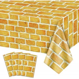 Lot De 4 Nappes En Brique Jaune Pour Table Murale, Décoration Rectangulaire En Brique Pour Cuisine, Halloween, Thanksgiving, Princesse Assistante, 130 X 220 Cm (Brique Jaune) - Neuf