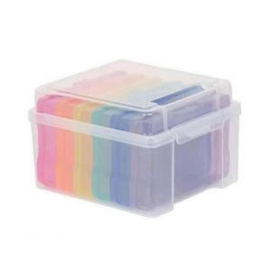 Bo&icirc;te de rangement photo en plastique, porte-photos 5x7 pouces, rangement pour loisirs creatifs, avec 6 pochettes photo colorees - Neuf