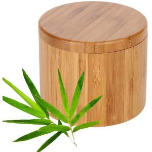 Jexnovashop-Boite Sel Et Poivre, Bo&icirc;te De Sel, Bo&icirc;te &Agrave; Sel En Bambou Avec Couvercle Magn&eacute;tique Pivotant, Pour Stockage Condiment Cuisine (1, Circulaire) - Neuf