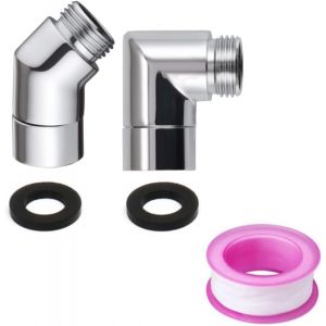KGABERY-Adaptateur De Pommeau De Douche 2 Pièces Adaptateur De Douchette À Main 90 Degrés Adaptateur Douchette À Main De Salle De Bain Raccord Connecter Pour Pommeau De Douche Coude 1/2 - Neuf