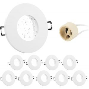 Doughelec 4x Spot Encastrable Gu10 Aluminium, Ip65 Noir Support Spot Encastrable Cadre De Montage Avec Douille Gu10, Rond Spot De Plafond 68mm Imperméable Extra Plat Pour Led Salle De Bain, 230v - Neuf