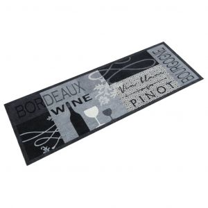 Tapis De Cuisine Lavable &Agrave; Motif Imprim&eacute; Wine Gris 150 X 45 Cm Douceur Et Adh&eacute;rence Antid&eacute;rapante En Velours Gris Helloshop26 02_0056438 - Neuf