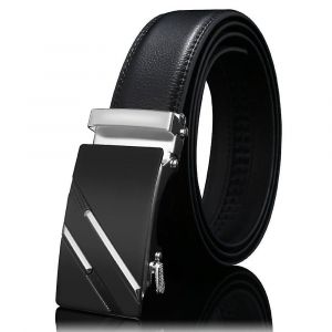Ceinture Pour Homme,Cuir De Haute Qualité Ceinture Automatique Ratchet Pour Homme Ceinture En Cuir - Noir - Neuf