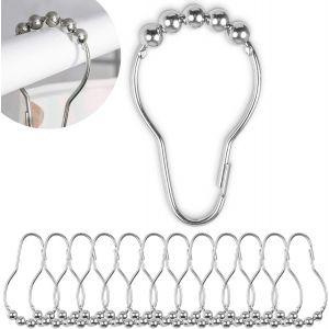 Argent - Rideau De Douche Anneaux, Kit De 12, En Métal, Diamètre 7 X 3.9 Cm, Pour Les Barres De Rideau De Douche, Les Lourds Anneaux De Rideau De Douche En Métal, En Acier Inoxydable - Neuf