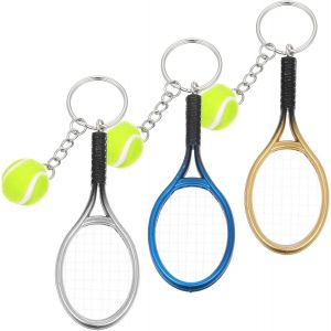 Kal-Lot De 3 Porte-Cl&eacute;s Raquettes De Tennis - 3 Couleurs - Porte-Cl&eacute;s De Sport Cr&eacute;atif - Mini Balle De Tennis - Pendentif - Pour Les Amateurs De Sport - Cadeau Pour Homme Et Femme - Neuf