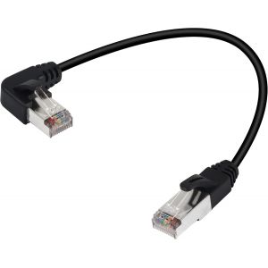 KALCX-90 ° Angle Rj50 10P10C Ethernet Câble 10P 10C Mâle À Mâle À Angle Droit Communication Câble,Cat5E,Blindage,Connexions Microphone Pour Données Et Radios Mobiles,30Cm/11.8In (Pliez À Gauche) - Neuf