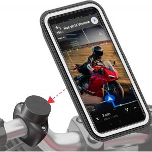 Innovation Fran&ccedil;aise, Support Telephone Moto Magn&eacute;tique Pro Avec Pochette Imperm&eacute;able D&eacute;tachable, Antivibrations. Porte T&eacute;l&eacute;phone Pour Guidon De Moto, Scooter. Accessoire Moto Universel[Z823] - Neuf