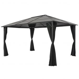 Prolenta Premium - Tonnelle Avec Rideau Aluminium 4x3x2,6 M Noir - Neuf