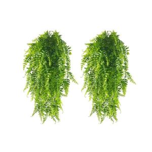 Lot de 2 plantes artificielles suspendues en lierre pour la d&eacute;coration int&eacute;rieure et ext&eacute;rieure, longueur 90 cm, lianes en plastique vert - Neuf