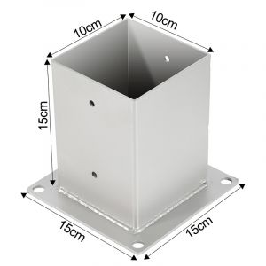 Lot De 8 Pieds De Poteau Carr&eacute;s De Jardin - 100x100mm - Argent - Hauteur 15 Cm - Pour Cl&ocirc;ture, Carport Et Pergola - Neuf