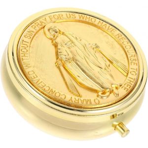 Ershi-Étui Pour Chapelet Communion : Petite Boîte À Bijoux Dorée Boîte À Bijoux Religieuse En Métal Petit Chapelet Organisateur[2645] - Neuf