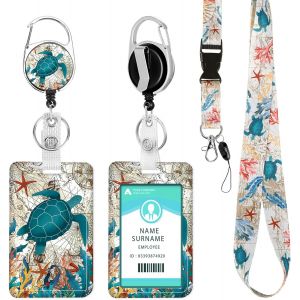 KALANKA-Porte Badge avec Cordon,Tour de Cou Badge avec Porte-Cartes,Porte Badge Enrouleur, Strap Neck avec Swivel Lobster Clasp pour Porte Badges d'Identification - Neuf