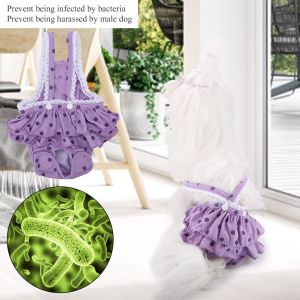Hjlian Culotte Hygienique Menstruelle En Coton Respirant A Pois Doux Pour Chien Et Chiot (Violet, Xl) - Neuf