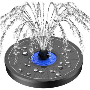 Fontaine Solaire Extérieur 3.5W 2025 Upgraded,Solaire Flottant Fontaine Mini Jardin Pompe Fontaine Solaire Flottante avec 8 Buses pour Bain d'oiseaux,Étang,Piscine,Patio,Décoration de Jardin - Neuf