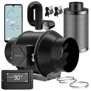 ASFASFq-150mm Wifi App Ventilateur en Ligne Kit avec régulateur de température et d'humidité, Extracteur d'air avec Filtre à Charbon d'air et Tuyau d'évacuation pour Culture hydroponique - Neuf