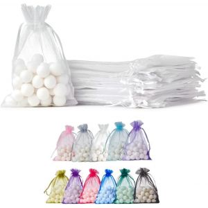 [50pcs] Sacs cadeaux en organza. Pour les cadeaux, bijoux, artisanat, bonbons, sacs de f&ecirc;te. Pour toutes les occasions. Blanc Organza Bags White 10x15 x50 - Neuf