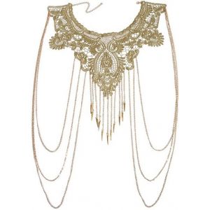 Kalanka-Corps Cha&icirc;ne Bijoux Or Dentelle Multicouche Gland Collier Bikini Plage Corps Ventre Bijoux Pour Femmes, Soutien-Gorge Cha&icirc;ne De Buste - Neuf