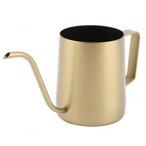 HJLIAN Bouilloire a cafe en acier inoxydable a col de cygne et bec etroit, 350 ml (doree) - Neuf