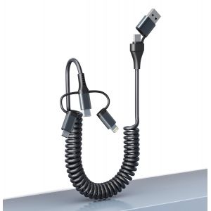 ERSAN-Cable USB Carplay pour Apple CarPlay et Android Auto - Cable USB A/C vers USB C et Lightning pour iPhone 16/15/14/Galaxy/Android, [MFi & 3A Charge rapide & transmission de données] Cable pour C - Neuf