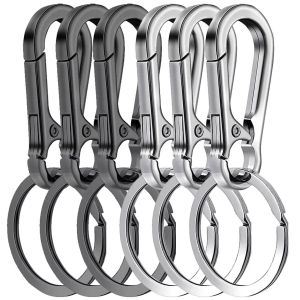 6Pcs Carabiner Clip Keychain Metal Carabiner Shape Key Ring Keyring Key Holder Clips Hook Holder Organizer for Car Keys Finder-Black and Silver- - Neuf
