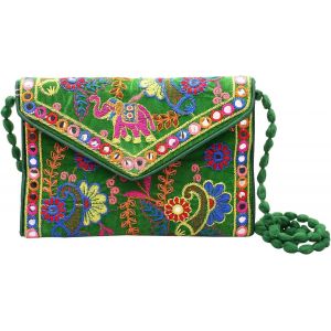 SJZG-Rajasthani Brod&eacute; &Agrave; La Main Pochette Femme Sac De Soir&eacute;e Mini Clutches Femme Sac &Agrave; Bandouli&egrave;re Petite Sac De Dames Pour Ceremonie F&ecirc;te De Mariage Et Cadeaux - Neuf