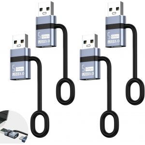 LORANKA-Lot de 4 adaptateurs USB vers USB C, type C vers USB 3.0, transfert de donn&eacute;es 5 Go, pour iPhone 16, 15, 14 Pro Max, i-Pad 10, 11... - Neuf
