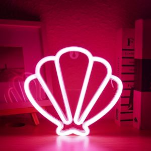Shell Panneau Lumineux Néon Rose Fluo Enseigne Lumineuse Au NéOn Applique Murale DéCoration Pub LumièRes Pour Homme Creux Luminaires Signe Au NéOn Cadeau Pour Mari Mariage Anniversaire - Neuf