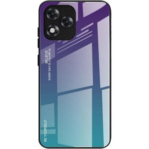 Kal-Coque Pour Honor 400 Lite, Etui Dégradé De Couleur Verre Trempé Back Coque + Souple Silicone Tpu Case Cover Protection Antichoc Housse (Violet/Vert) - Neuf