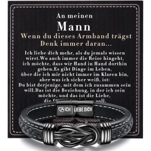 Eryi-Bracelet Hommes Bracelet Cuir Cadeau Anniversaire Homme Cadeau Mari Copain Couple Saint Valentin Cadeau Noel Homme - Neuf