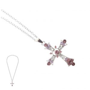 Collier Ras-De-Cou En Alliage Avec Pendentif Croix Pour Femmes Et Filles, Orn&eacute; De Strass, Longueur Ajustable, Bijou &Eacute;l&eacute;gant - Neuf