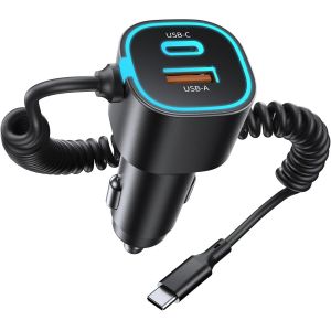 Chargeur Allume-Cigare 3 Ports (Usb-C) 65W+30W &iquest; Allume Cigare Usb C, Prise Allume Cigare 12V&iquest;24V Avec C&acirc;ble Spiral&eacute; Type-C 1,5 M, Compatible Iphone 16/15/14/13/12, Galaxy S25/S24/S23/S22, Gps - Neuf