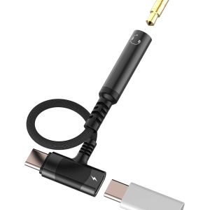 LORANKA-USB C A 3.5mm Casque AUX C&acirc;ble Audio Adaptateur(2in1) Type C Charge Adaptateur Pour Apple iPhone 15 Compatible Pour Samsung &Eacute;couteurs Microphone SDoppiateur Dongle Type C Convertisseur Charge - Neuf