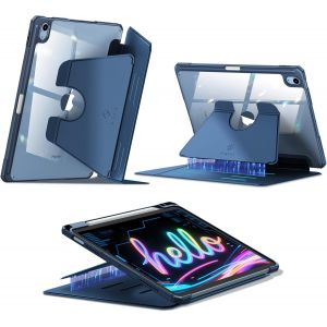 LORANKA-Coque Verticale pour iPad Air 11 Pouces M3/M2 (2025/2024), iPad Air 5/4 10.9&iquest; (2022/2020), [Rangement de Stylet] &Eacute;tui Transparent Multi-Angles, Housse Magn&eacute;tique et Ultra-Stable, Bleu - Neuf